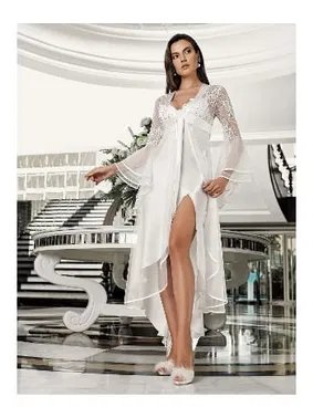 İmaj Derin Yırtmaçlı Asimetrik Kesim 2li Saten Gecelik Takım İmaj 4202