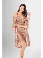 Desenli 2Li Kısa Gecelik Sabahlık Takımı Ahu Loriva 1926 Kahverengi