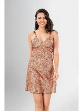 Ahu Lingerie Desenli 2Li Kısa Gecelik Sabahlık Takımı Ahu Loriva 1926 - Alternatif Görünüm