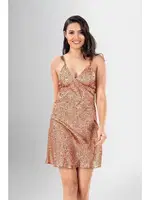 Desenli 2Li Kısa Gecelik Sabahlık Takımı Ahu Loriva 1926 Kahverengi detay görünüm