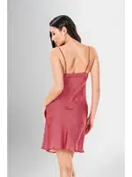 Desenli 2Li Kısa Kollu Sabahlık Gecelik Takımı Ahu Loriva 1940 Kırmızı detay görünüm