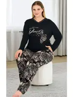 Desenli Büyük Beden Viskon Pijama Takımı Lady 11381 Görsel