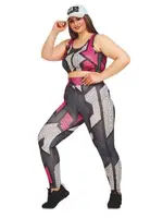 Desenli Kadın Büyük Beden Tayt Büstiyer Fitness Takım Lady 1505 Görsel detay görünüm