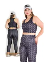 Desenli Kadın Büyük Beden Tayt Büstiyer Spor Fitness Takım Lady 1509 Görsel detay görünüm