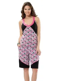 Derya Kurşun Cepli Askılı Desenli Kapri Kadn Pijama Takım Derya Kurşun 752