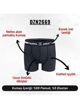 Darkzone Desenli Lacivert Erkek Boxer Darkzone DZN2669 - Alternatif Görünüm