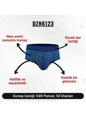 Darkzone Desenli Lacivert Hipster Erkek Slip  Darkzone DZN6123 - Alternatif Görünüm