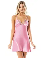 Desenli Pembe Saten Sabahlık Gecelik Takımı Loriva Ahu 1708 Pembe görsel 4