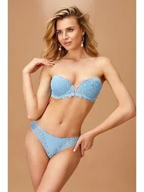 Nurteks Destekli Straplez Sütyen Takım Mavi Nurteks 4511