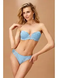 Nurteks Destekli Straplez Sütyen Takım Mavi Nurteks 4511