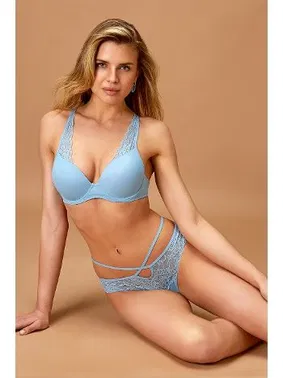 Nurteks Destekli Sütyen Takım Mavi Dantel Askılı Nurteks 4409 