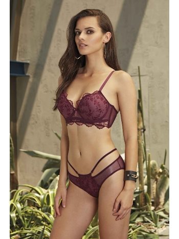 Destekli Sütyen Takım Mor Dantelli Nurteks 4484
