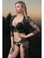 Destekli Yarım Büstiyer Kimono Takım Nurteks 3588 Siyah