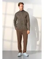 Dik Yaka Kahverengi Düğmeli Erkek T-Shirt Pijama Takımı Doreanse 25K4544 Kahverengi