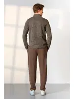 Dik Yaka Kahverengi Düğmeli Erkek T-Shirt Pijama Takımı Doreanse 25K4544 Kahverengi detay görünüm