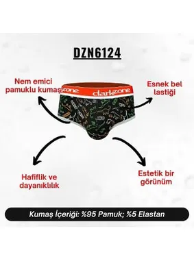 Darkzone Dinazor Desenli Siyah Hipster Erkek Slip  Darkzone DZN6124 - Alternatif Görünüm