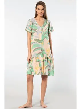 Türen Dokuma Düğmeli Elbise Türen 3603/Yeşil