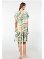 Dokuma Düğmeli Elbise Türen 3603/Yeşil Yeşil farklı açı