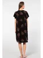 Yaprak Desenli Dokuma Patlı Kadın Elbise Türen 3399 Siyah görsel 4