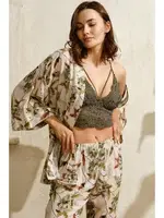Keten Çiçek Baskılı Dokuma Viskon Sabahlık Balensiz Desteksiz Dolgusuz Dantelli Büstiyer Sütyen Pantolon Pijama 3'lü Takım Anıl 5705 Zeytin Yeşili detay görünüm