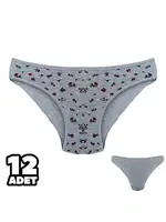 Desenli Bayan Bikini 12'li Dondeza 101-137 Gri