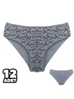 Desenli Bayan Gri Slip Külot 12'li Dondeza 201-156 Gri