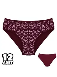 Dondeza Bordo Çiçek Desenli Kadın Külot 12'li Dondeza 201-158