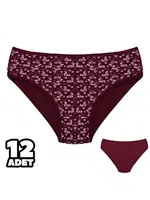 Bordo Çiçek Desenli Kadın Külot 12'li Dondeza 201-158 Bordo