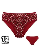 Kırmızı Çiçek Desenli Kadın Slip Külot 12'li Dondeza 201-161 Kırmızı