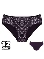 Desenli Bayan Ara Beden Kadın Külot 12'li Dondeza 201-168 Mor