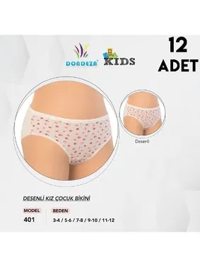 Dondeza 12'li Kız Çocuk Desenli Külot Dondeza 401