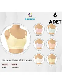 Dondeza İp Askılı Pedli Kız Çocuk Büstiyer 6'lı Dondeza 419