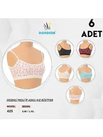 Dondeza Pedli Desenli İp Askılı Kız Çocuk Bustiyer 6'lı Dondeza 425