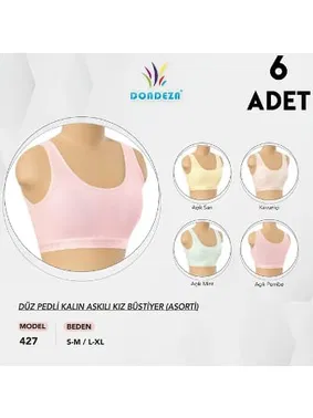 Dondeza Kalın Askılı Kız Çocuk Bustiyer 6'lı Dondeza 427