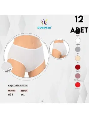 Dondeza Kaşkorse Battal Beden Kadın Bato Külot 12'li Dondeza 621