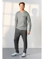 Erkek Gri Cep Detaylı T-Shirt Pijama Takımı Doreanse 25K4548 Gri