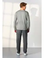 Erkek Gri Cep Detaylı T-Shirt Pijama Takımı Doreanse 25K4548 Gri detay görünüm