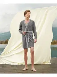 Doreanse Uzun Kollu Kuşaklı Unisex Yetişkin Sabahlık Doreanse 4003