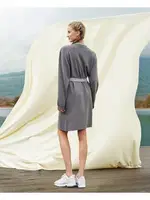 Uzun Kollu Kuşaklı Unisex Yetişkin Sabahlık Doreanse 4003 Gri görsel 4