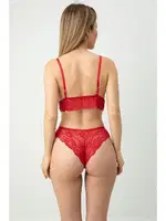DoReMi Balensiz Dantelli Bralet Takım 002-001505 Kırmızı detay görünüm