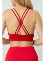 DoReMi Çapraz Sırt Askılı Pedli Spor Sütyen 002-000146 Kırmızı görsel 4