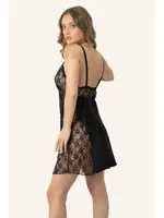 DoReMi Dantel Detaylı Mini Saten Fantezi Gecelik DoReMi 002-001281 Siyah detay görünüm