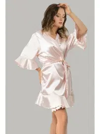 DOREMI DoReMi Kuşaklı Fırfırlı Saten Sabahlık 002-001285