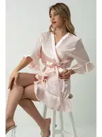 DoReMi Kuşaklı Fırfırlı Saten Sabahlık 002-001285 Pudra detay görünüm