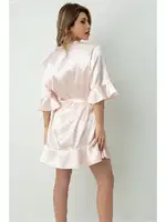 DoReMi Kuşaklı Fırfırlı Saten Sabahlık 002-001285 Pudra farklı açı