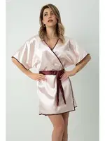 DoReMi Saten Kuşaklı Biye Detaylı Sabahlık 002-001284 Pudra görsel 6