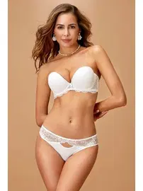 Nurteks Double Push-Up Straplez Sütyen Takım Ekru Nurteks 4536