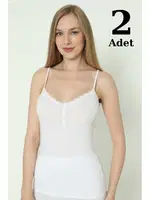 Düğmeli Atlet Beyaz Likralı İp Askı Arma Yıldız 3365 - 2 ADET Beyaz