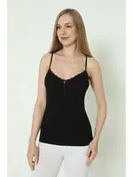 Düğmeli Atlet Siyah Likralı İp Askı Arma Yıldız 3365 - 2 ADET Siyah farklı açı