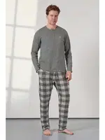 Düğmeli Yaka Kareli Erkek Gri Pijama Takımı Doreanse 25K4536 Gri